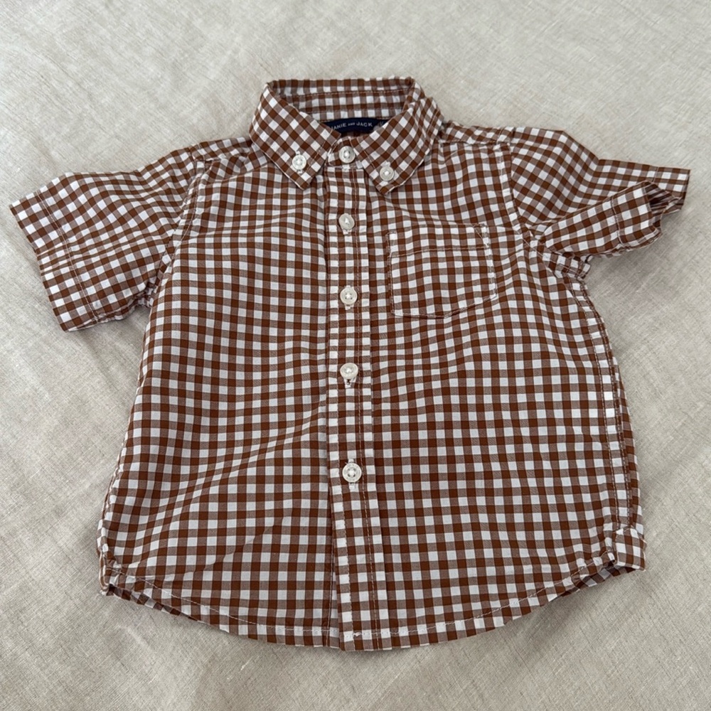 Janie and Jack Baby Boys Short Sleeve Button Down Shirt Size 6-12 M